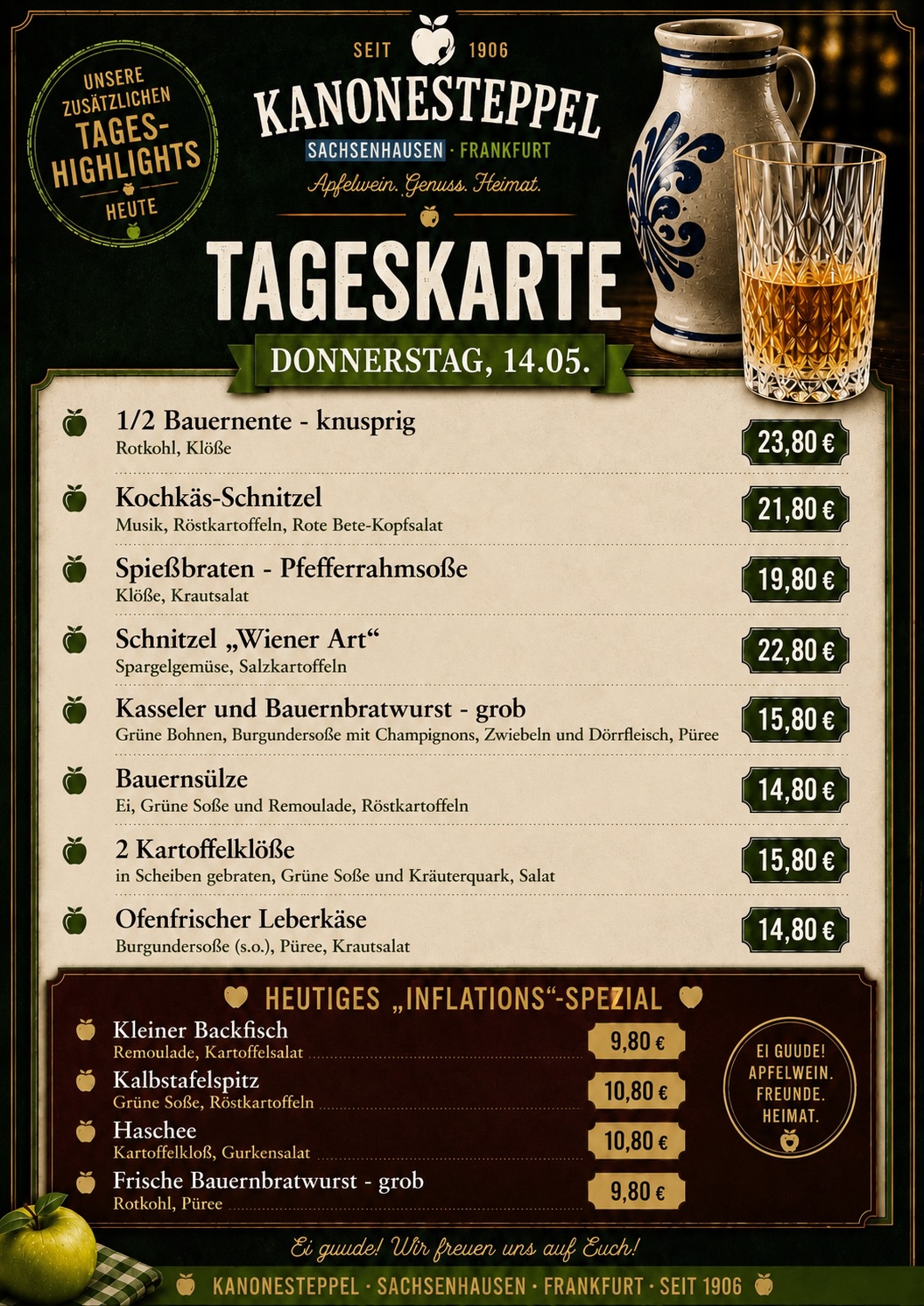 Tageskarte Kanonesteppel