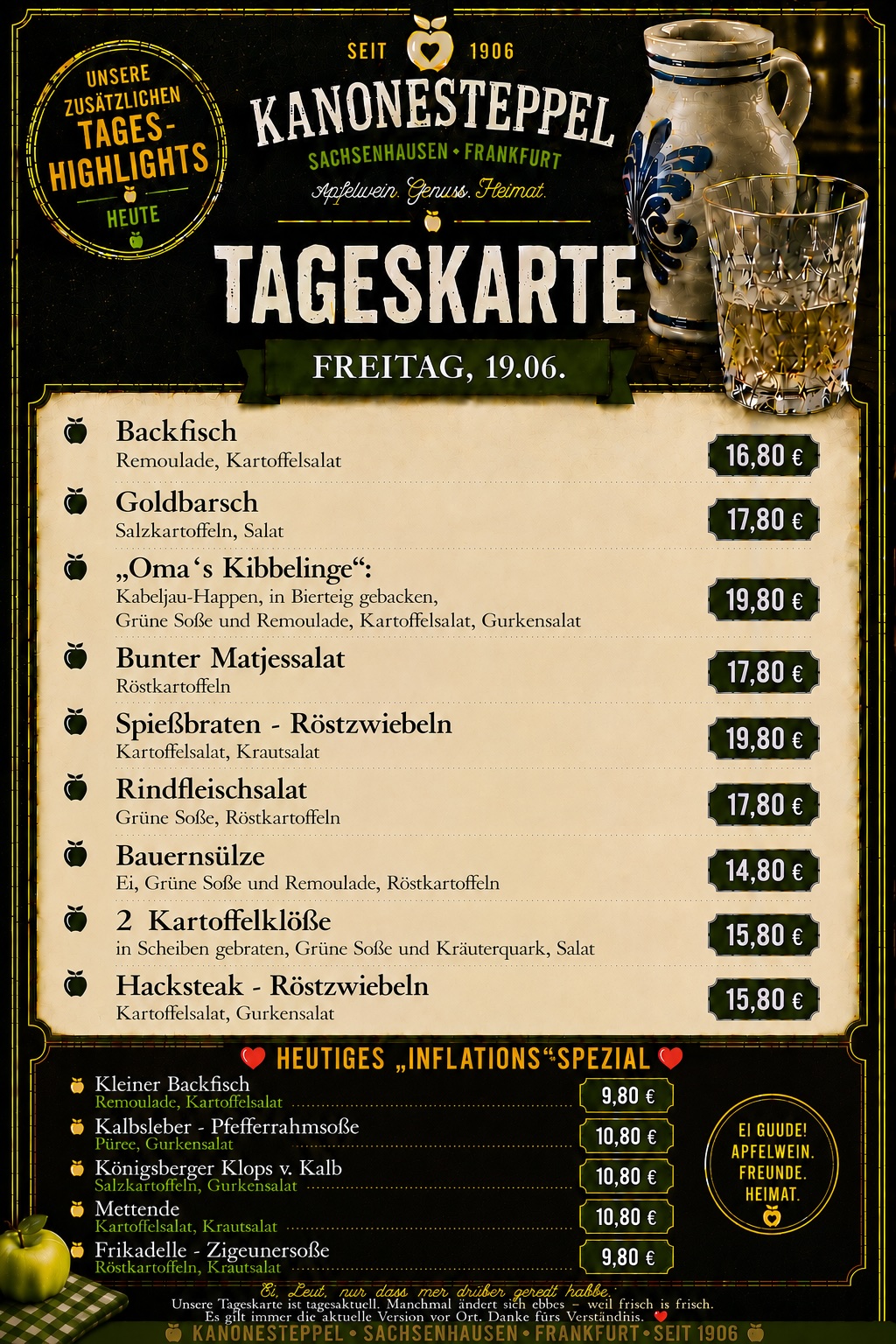Tageskarte Kanonesteppel
